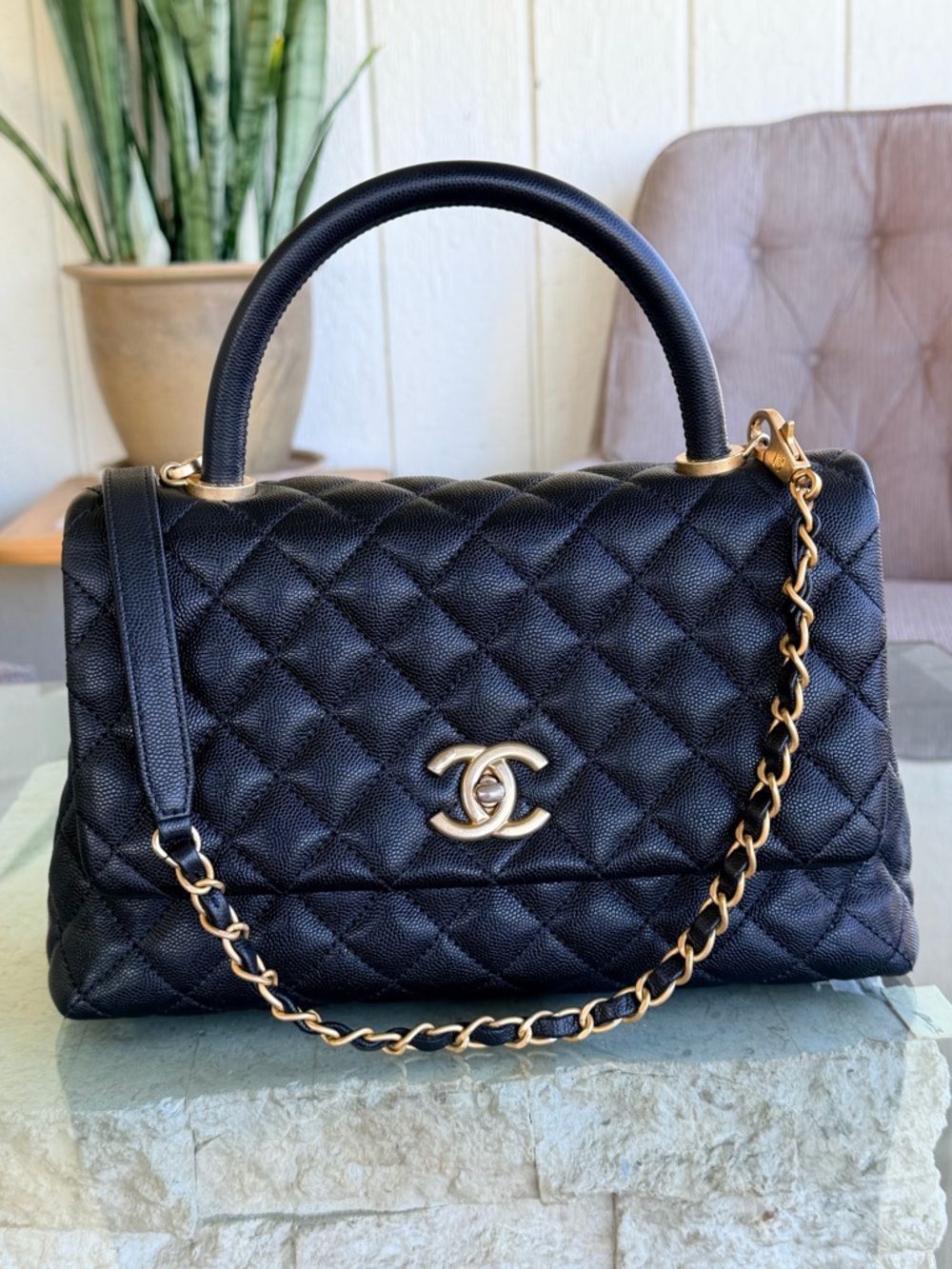 🆕 Coco Chanel Top Handle Caviar COA READY - Picture 5 of 16